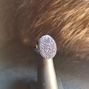 Elegant Silver Purple Drusy Agate Sterling Silver  Oval Ring